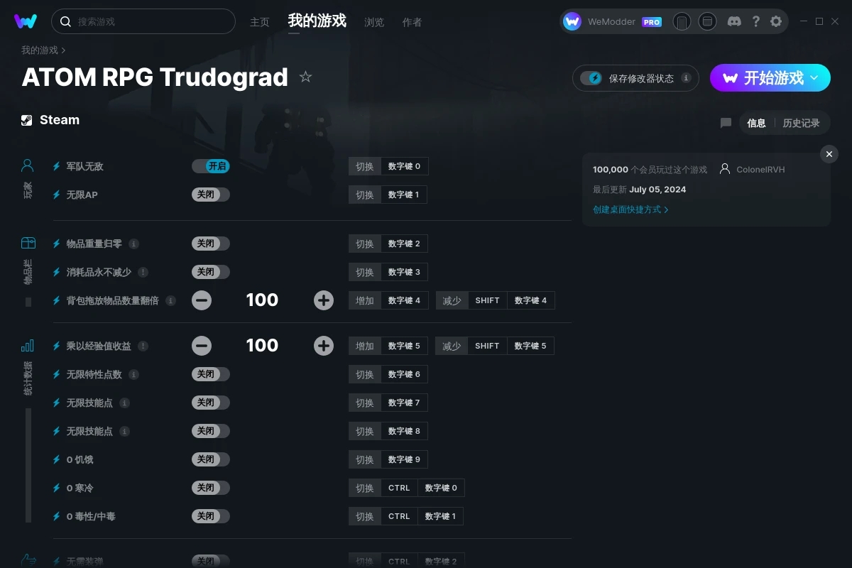 《核爆RPG：特魯多格勒》v2024.07.05十五項修改器[MrAntiFun]