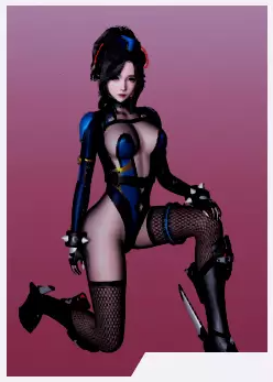 《AI少女》黑色長發科幻風格緊身制服小姐姐MOD