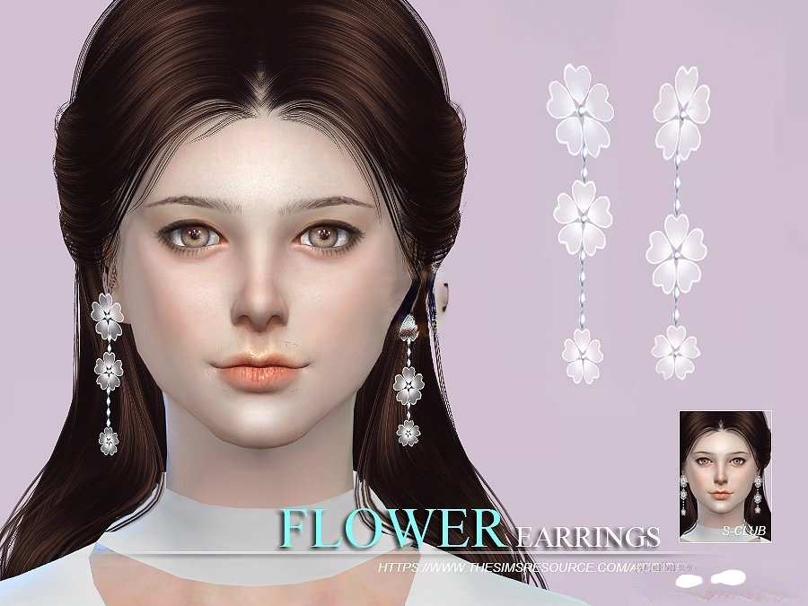 《模擬人生4》透明四葉花耳環MOD