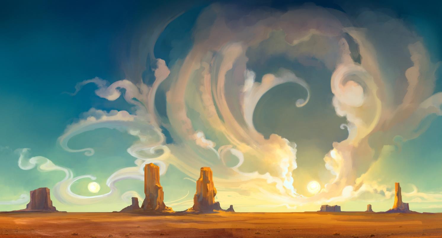 《Wallpaper Engine》水彩風(fēng)沙漠之風(fēng)繪圖動態(tài)壁紙