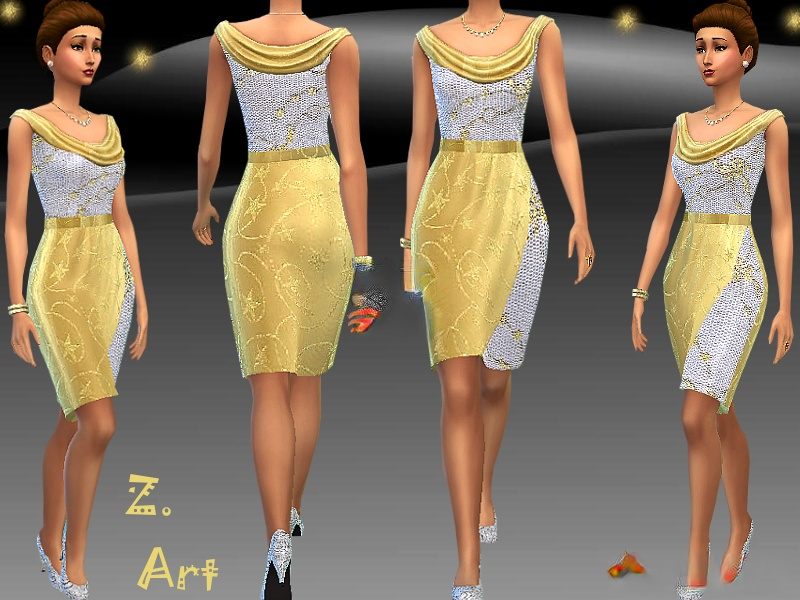 《模擬人生4》金色星星連衣裙MOD