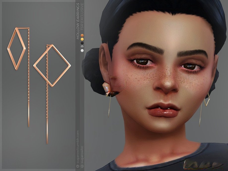 《模擬人生4》兒童空心四邊形耳環MOD