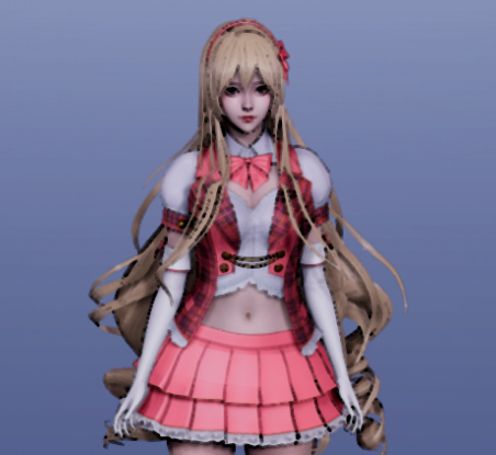 《AI少女》金色長卷發白絲粉裙美少女偶像MOD