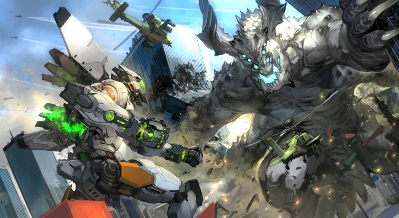 《Wallpaper Engine》機甲與怪獸精美繪圖動態(tài)壁紙