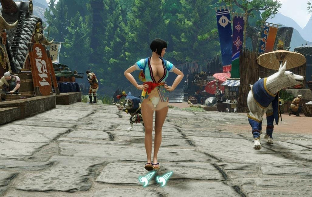 《怪物獵人：崛起》DOA性感藍色夏威夷套裝MOD