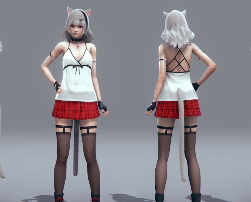 《AI少女》清純白發吊帶貓耳美少女MOD