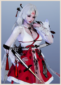 《AI少女》白色長發(fā)古風短裙英氣女俠客MOD