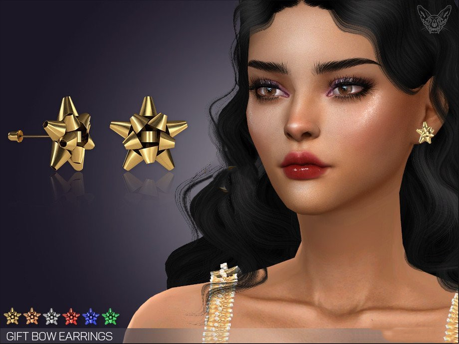 《模擬人生4》五角星禮品蝴蝶結耳環MOD