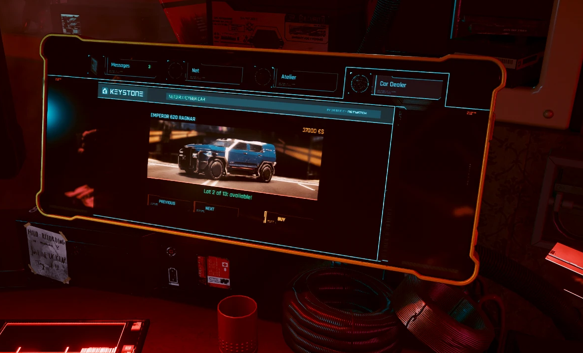 《賽博朋克2077》虛擬汽車經(jīng)銷商v2.1.2MOD[支持v2.1]