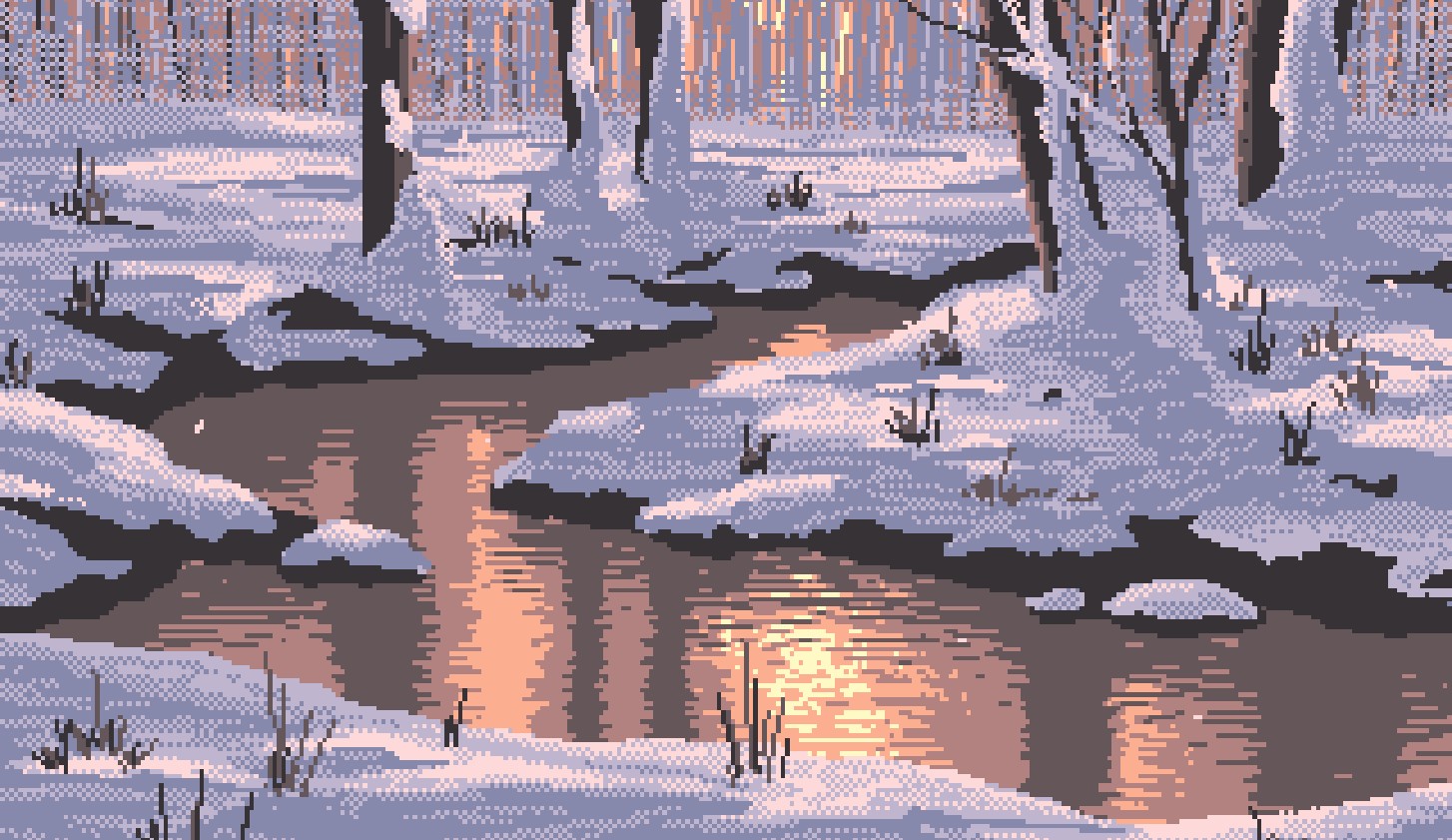 《Wallpaper Engine》像素風(fēng)雪后樹林動態(tài)壁紙