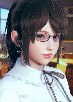 《AI少女》黑色馬尾辮白色襯衫眼鏡美少女MOD