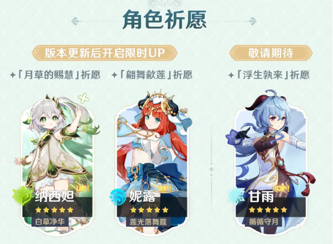 《原神》3.6復(fù)刻角色介紹