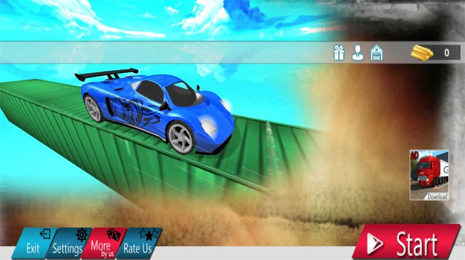 不可能的坡道特技汽車