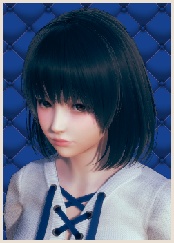 《AI少女》黑色短發藍白配色長裙美少女MOD