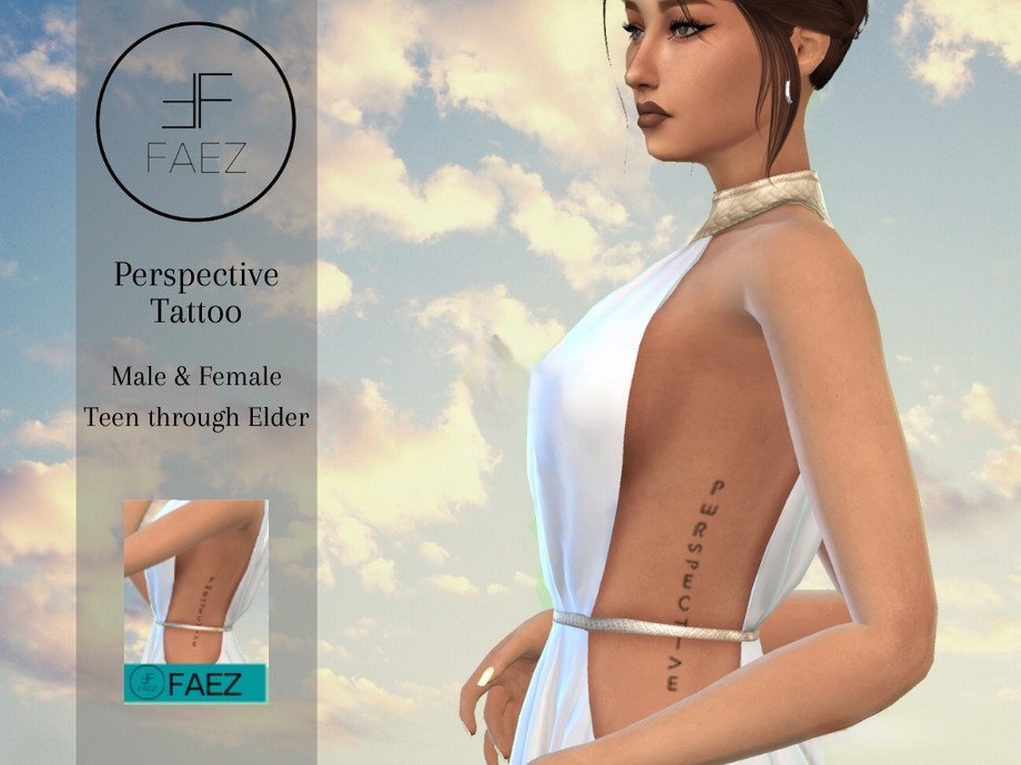 《模擬人生4》簡潔的女性側邊紋身MOD