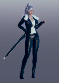 《AI少女》黑色夾克緊身皮褲銀發御姐MOD