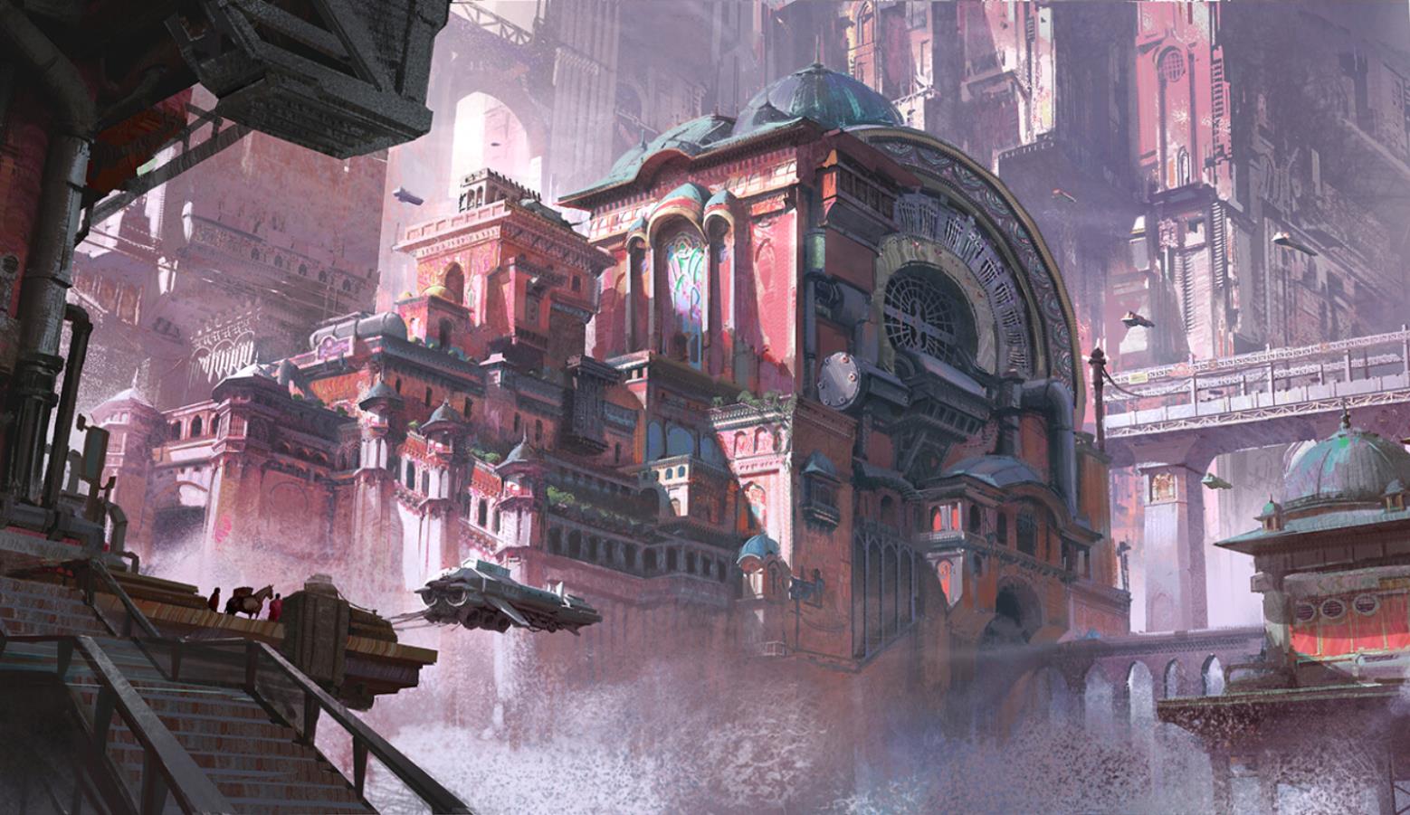 《Wallpaper Engine》奇幻風宏大城市場景繪圖動態壁紙