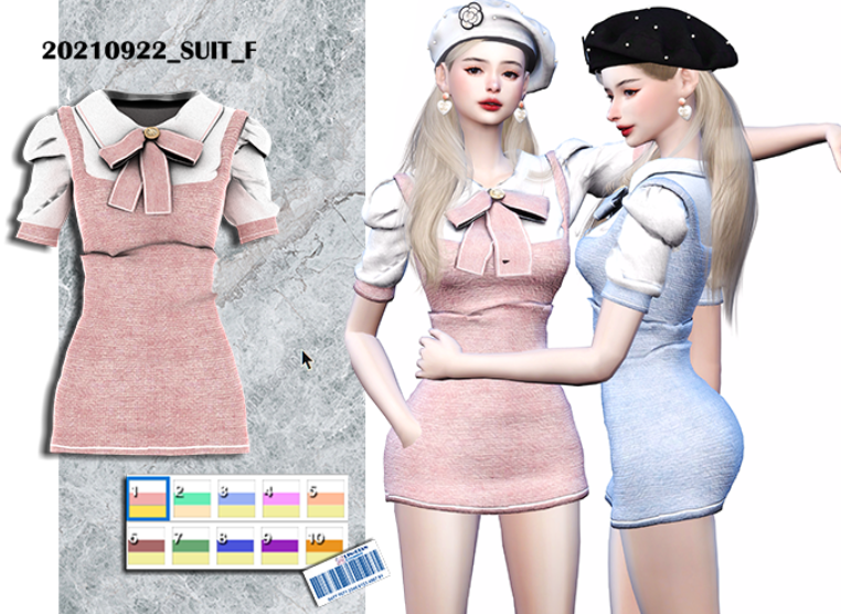 《模擬人生4》ins風秋季可愛連衣短裙MOD
