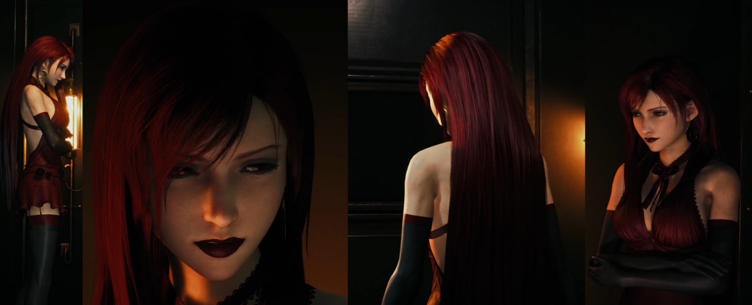 《最終幻想7：重制版》蒂法美艷紅發緞面禮服MOD