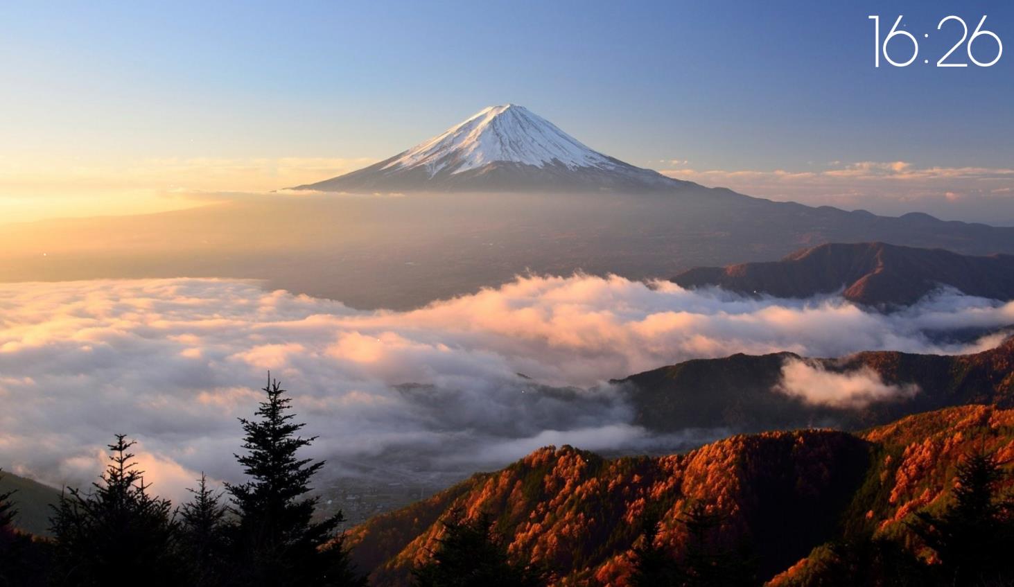 《Wallpaper Engine》雪山遠景記時動態壁紙