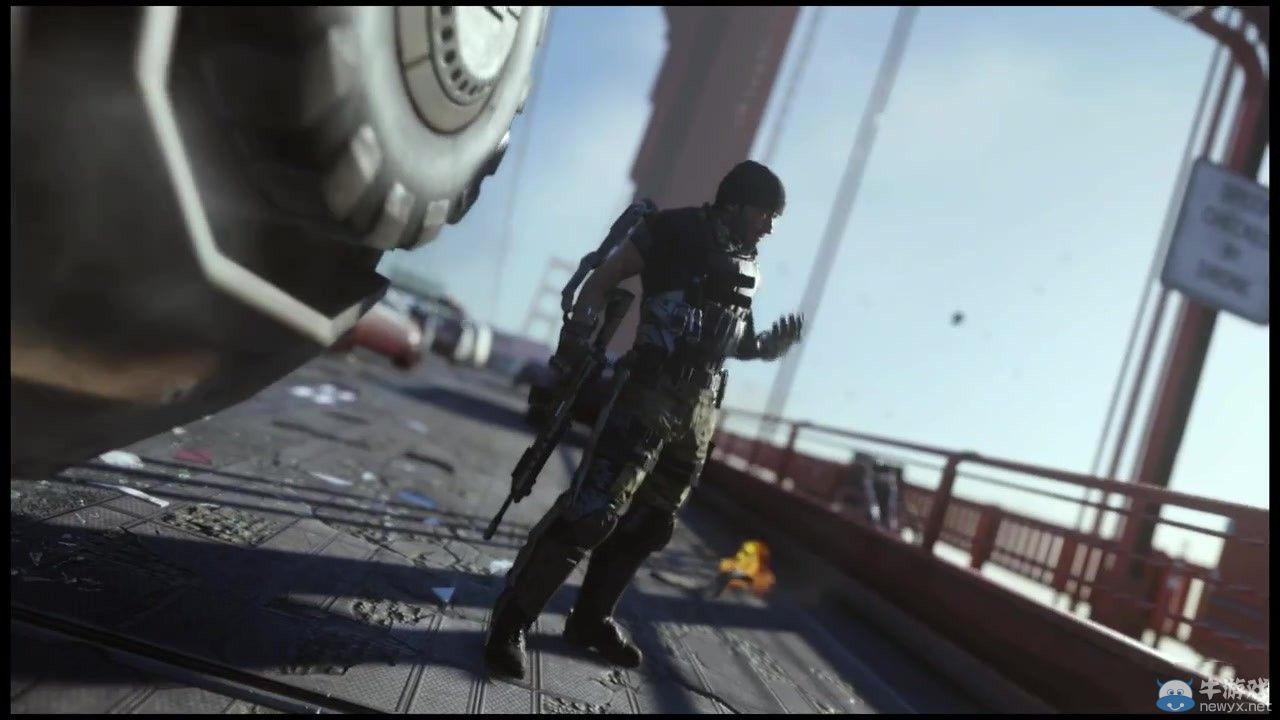 《使命召喚11：高級戰爭》（Call of Duty：Advanced Warfare）新預告金門大橋崩塌：未來武器顯神威！