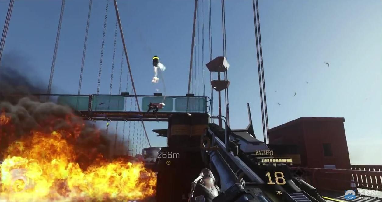 《使命召喚11：高級戰爭》（Call of Duty：Advanced Warfare）新預告金門大橋崩塌：未來武器顯神威！