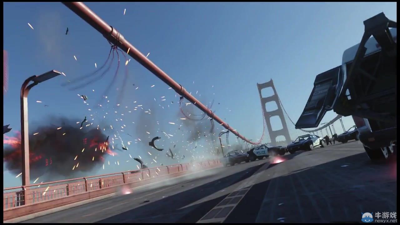 《使命召喚11：高級戰爭》（Call of Duty：Advanced Warfare）新預告金門大橋崩塌：未來武器顯神威！