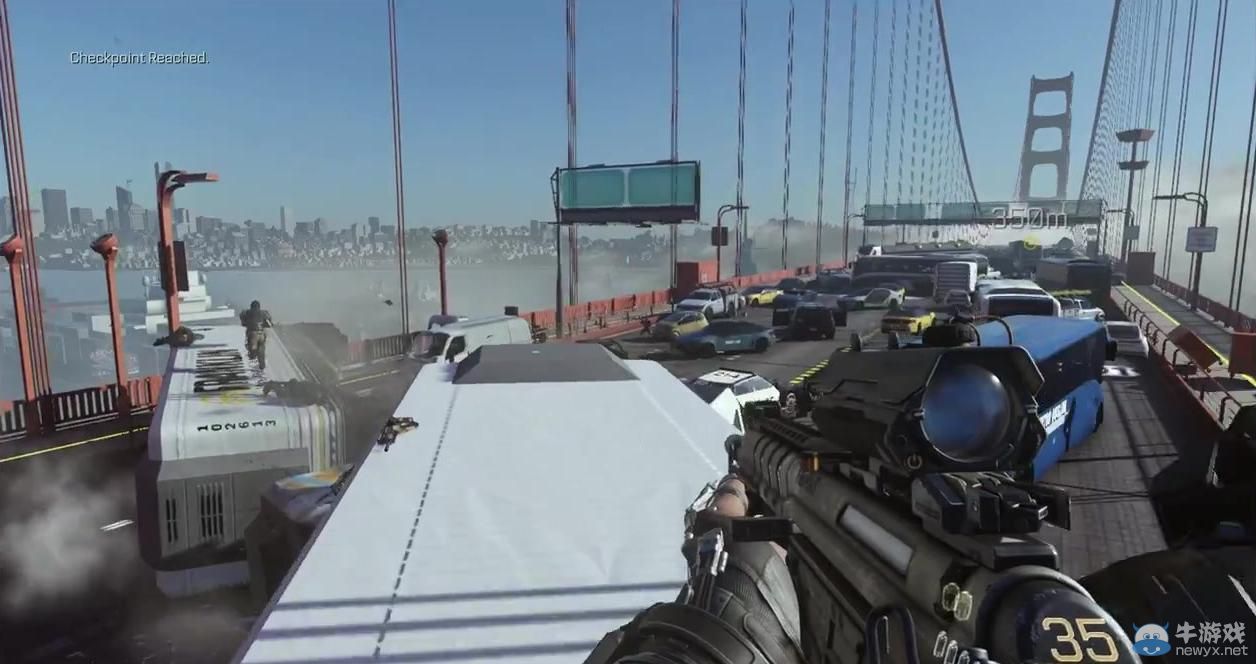 《使命召喚11：高級戰爭》（Call of Duty：Advanced Warfare）新預告金門大橋崩塌：未來武器顯神威！