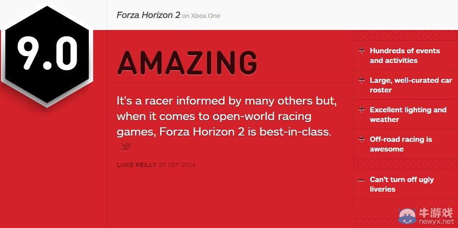 《極限競速：地平線2》（FORZA HORIZON 2）IGN 9.0分：殺手級神作 附其他媒體評分匯總