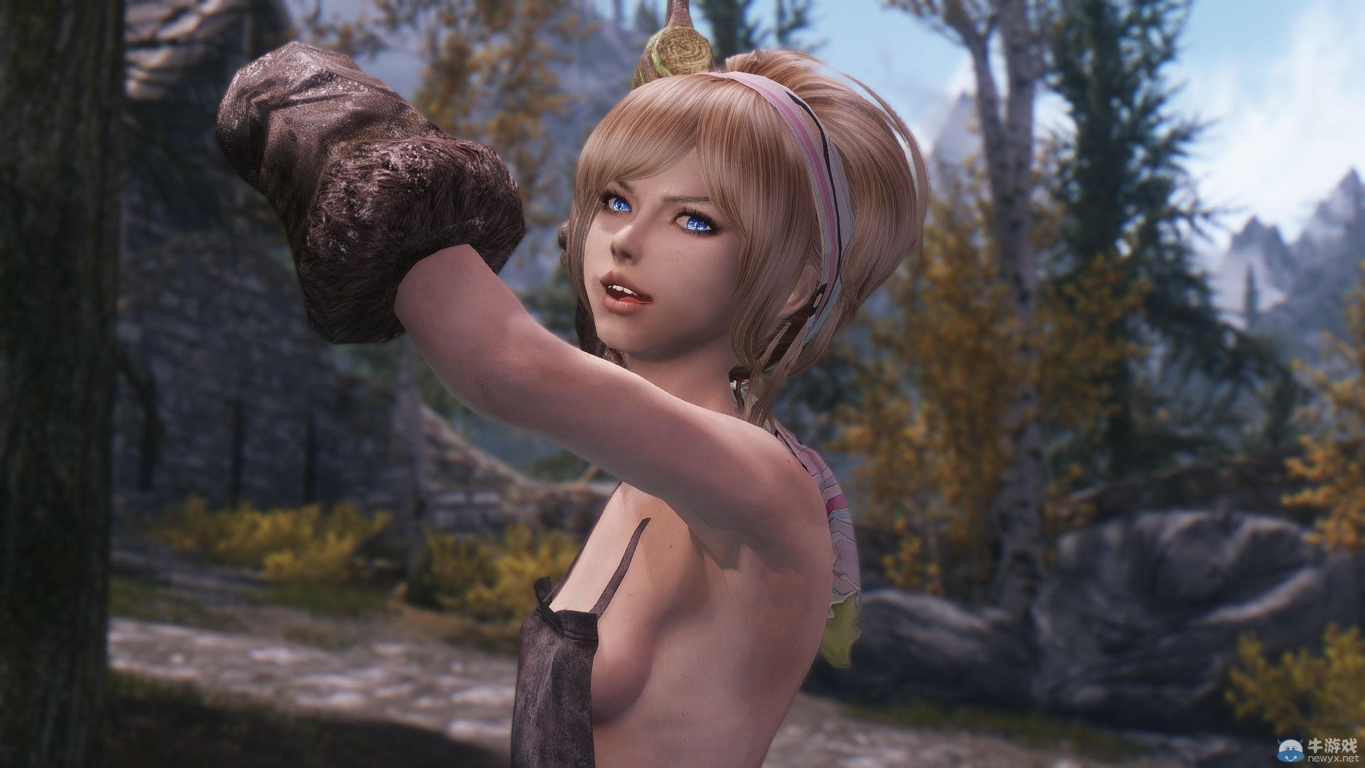 《上古卷軸5：天際》新MOD圖賞：俏皮妹酥胸半露！