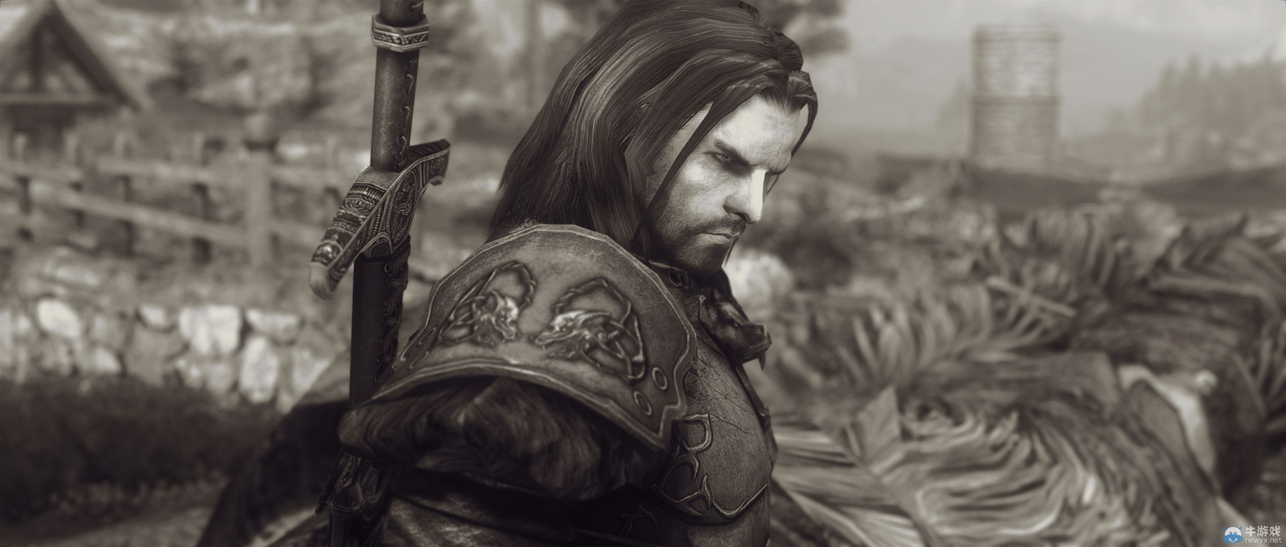 《上古卷軸5：天際》最新藝術截圖：柔和光影下的灰度美女