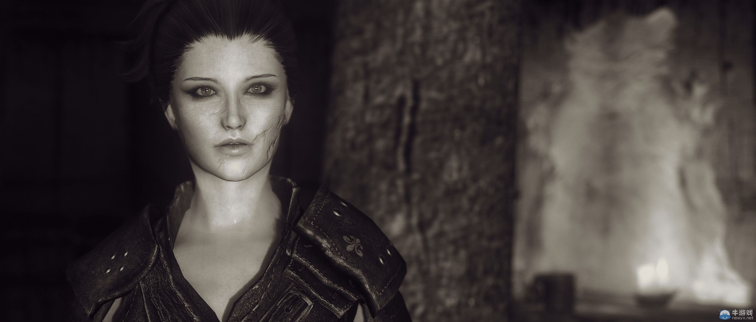 《上古卷軸5：天際》最新藝術截圖：柔和光影下的灰度美女