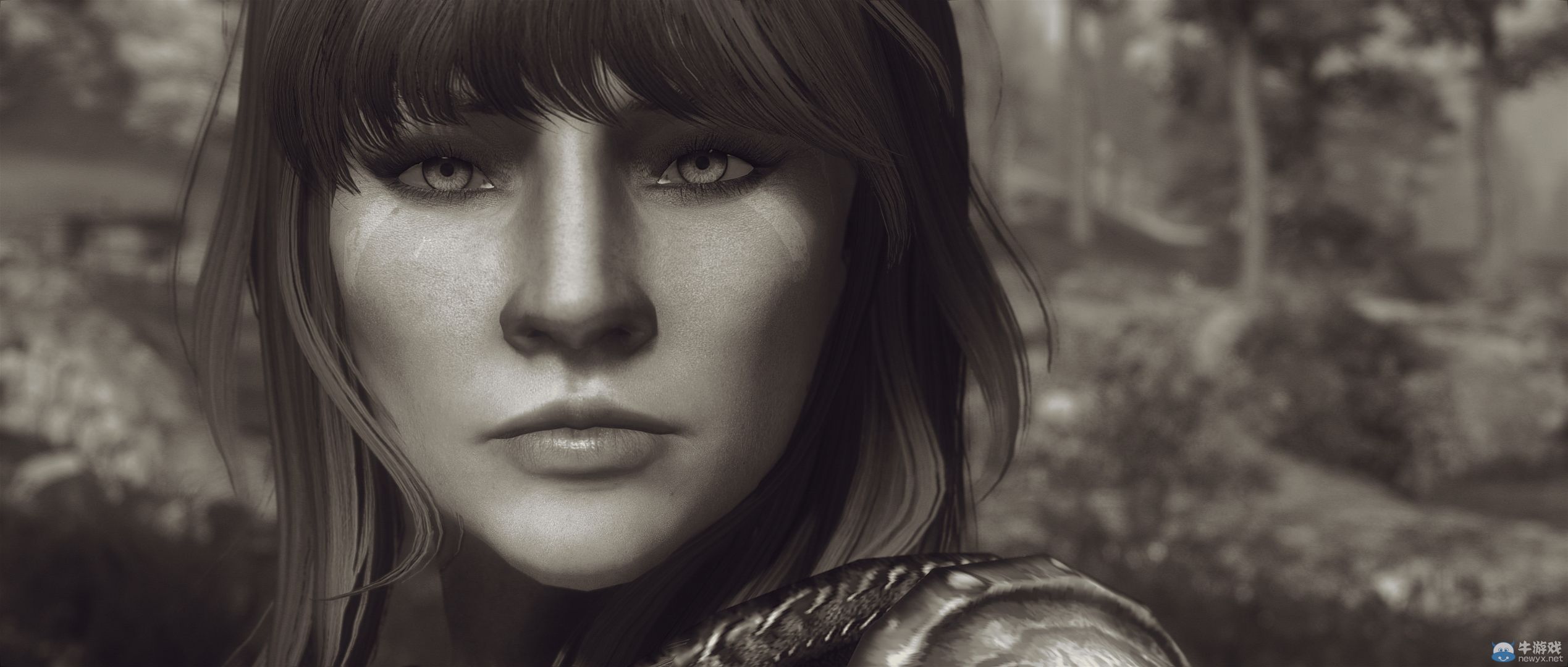 《上古卷軸5：天際》最新藝術截圖：柔和光影下的灰度美女