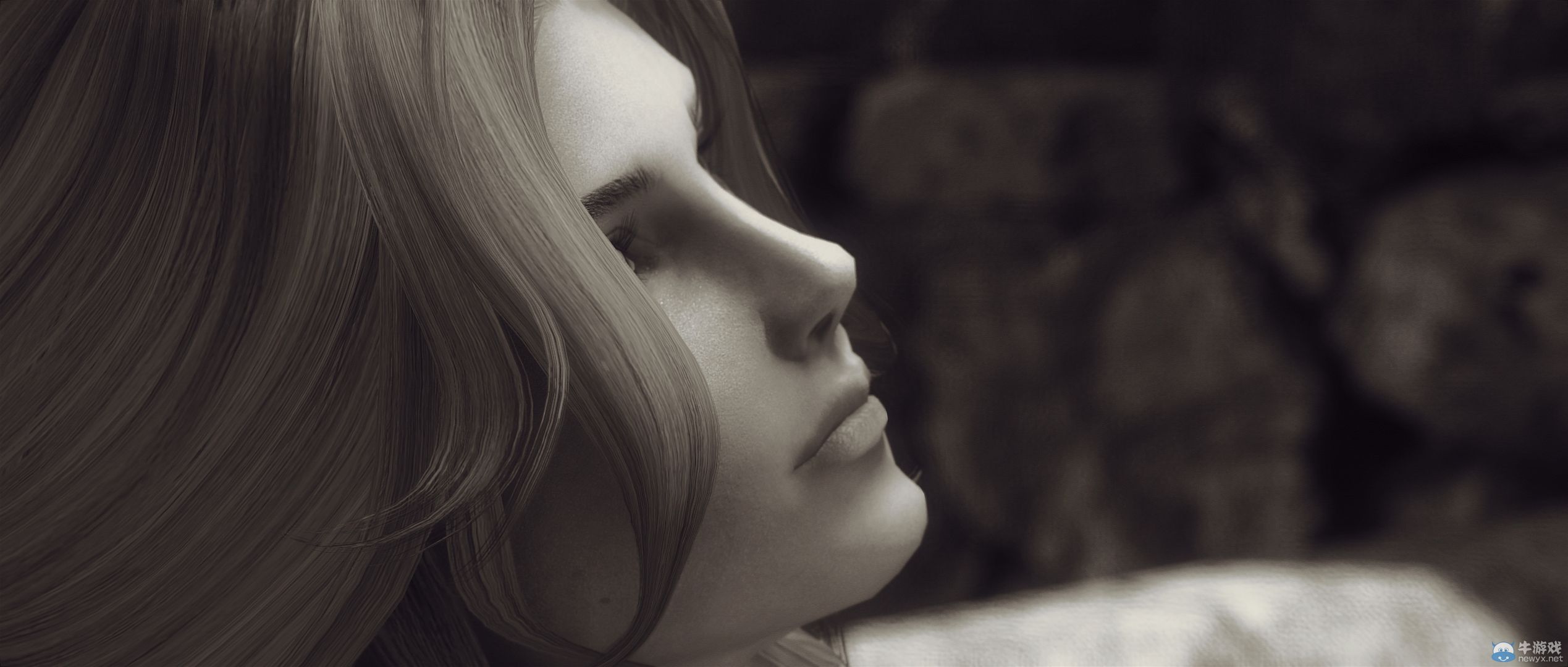 《上古卷軸5：天際》最新藝術截圖：柔和光影下的灰度美女