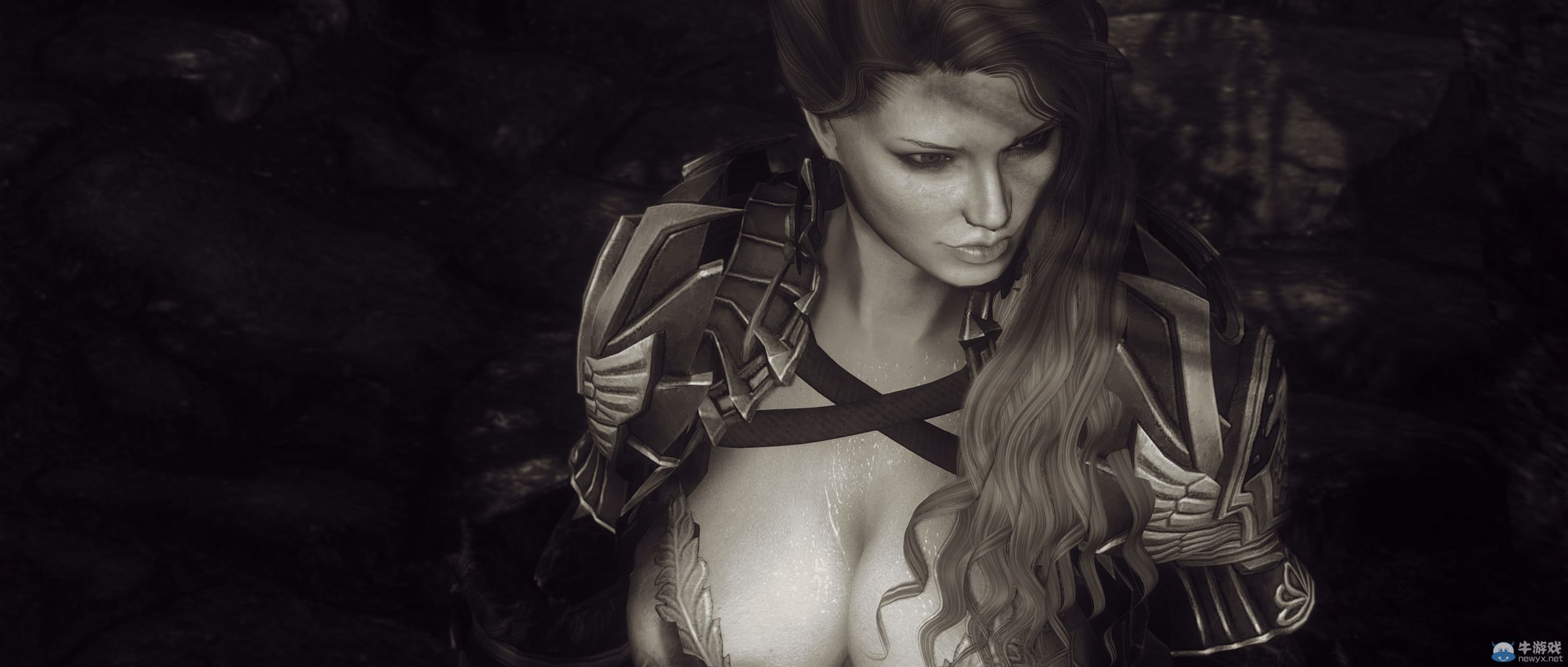 《上古卷軸5：天際》最新藝術截圖：柔和光影下的灰度美女