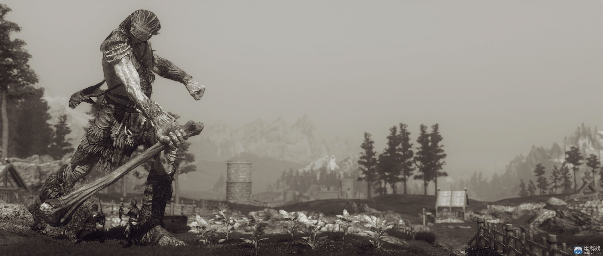 《上古卷軸5：天際》最新藝術截圖：柔和光影下的灰度美女