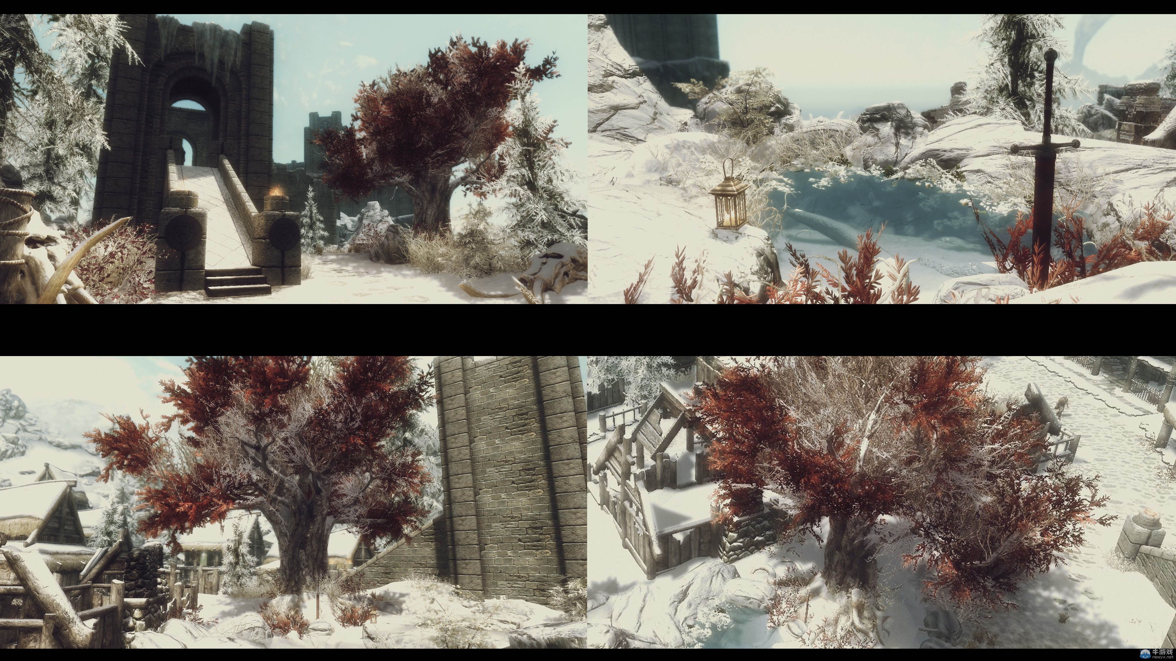《上古卷軸5：天際》最新區(qū)域整容MOD：冬域之城白雪皚皚