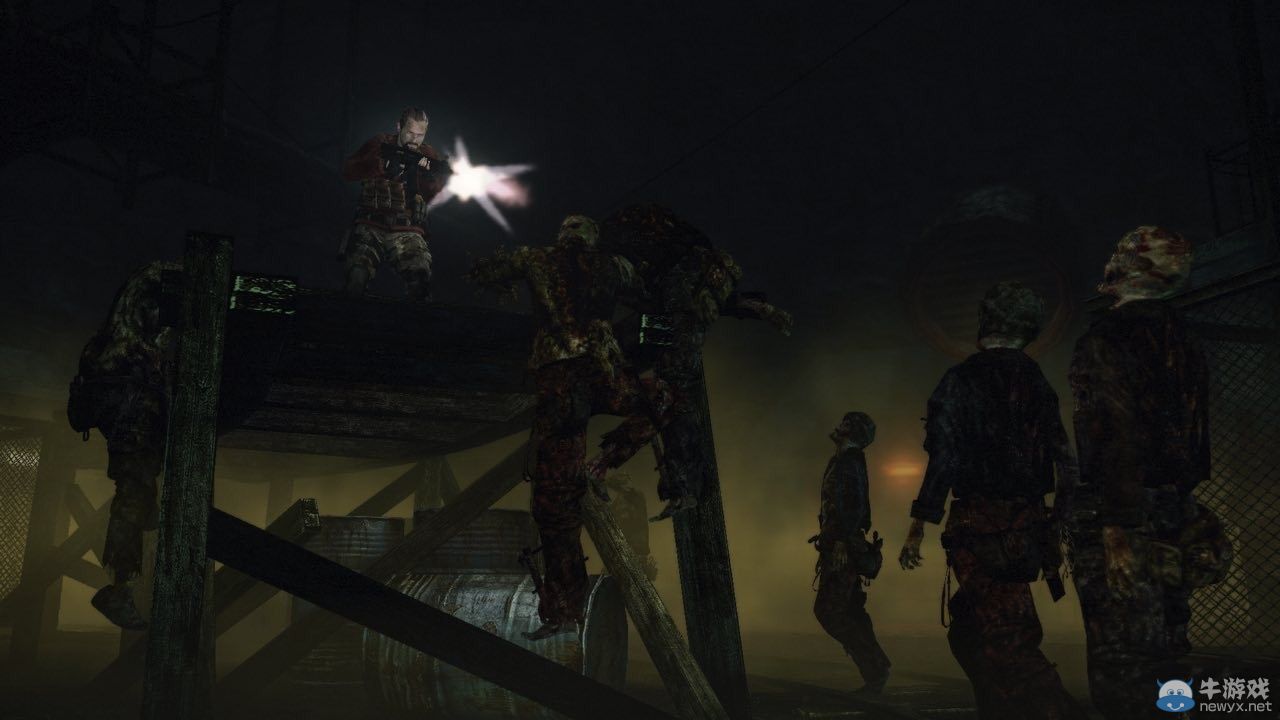 《生化危機：啟示錄2》第四章截圖：巴瑞大叔遭喪尸圍攻