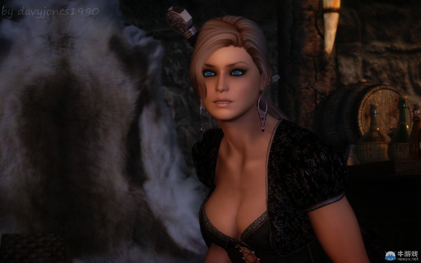 《上古卷軸5：天際》最美女體MOD新圖：蕾絲面具掩藏嬌羞面容