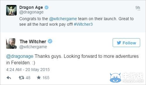 《龍騰世紀》開發商祝賀《巫師3》大獲成功
