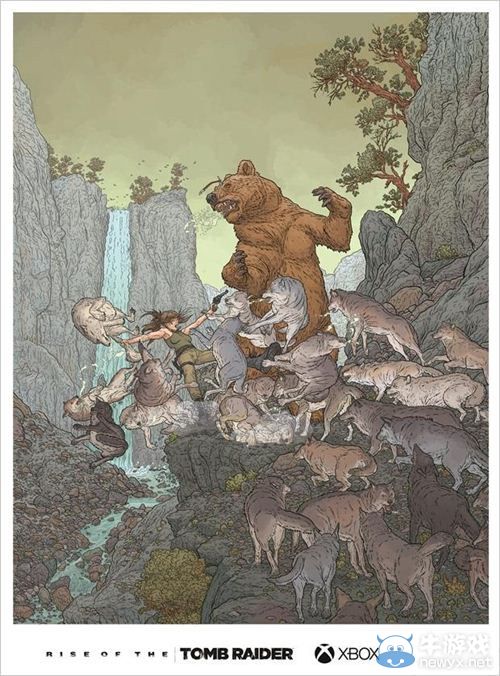 《古墓麗影：崛起》新海報：勞拉大戰群狼巨熊