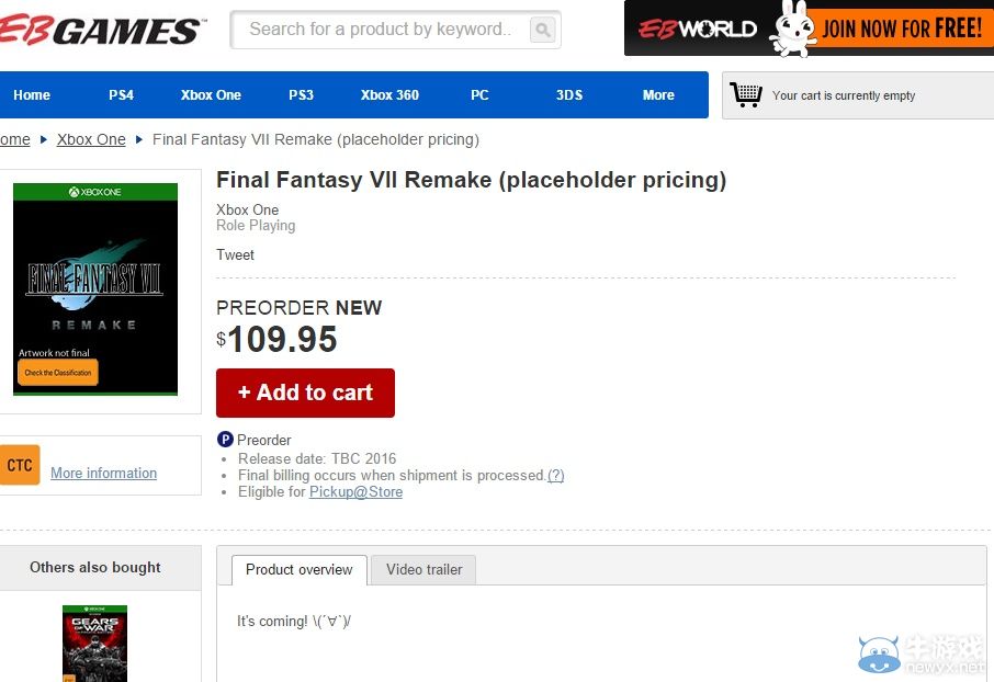 《最終幻想7：重制版》零售商確認會登陸XBOXONE