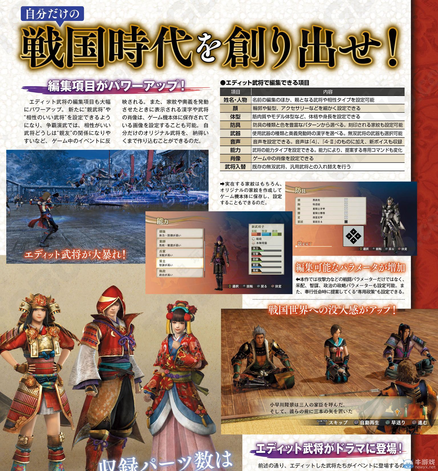 《戰國無雙4：帝國》新情報：編輯機能等介紹