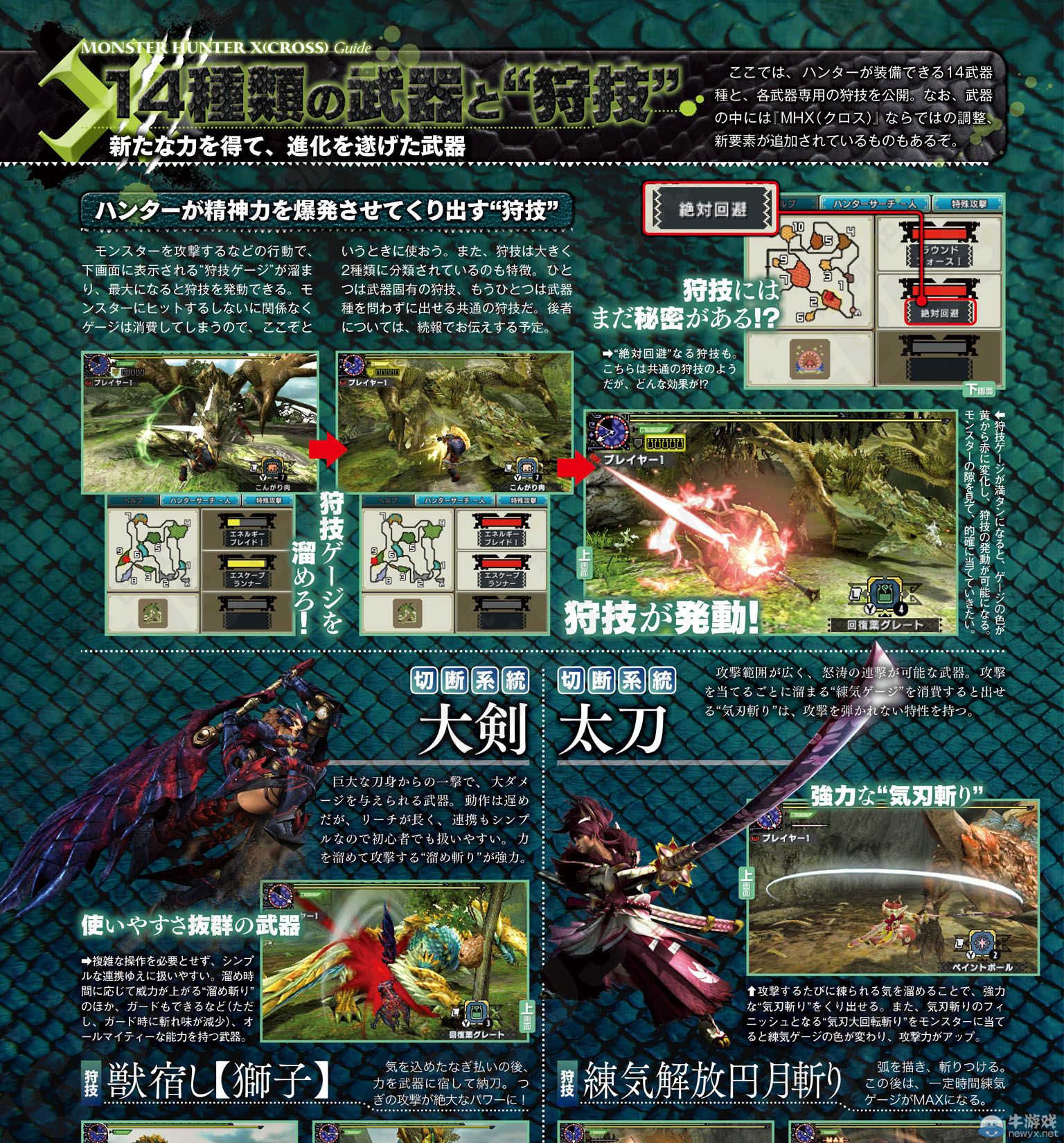 《怪物獵人X》十四種武器狩技及四大狩獵類型介紹