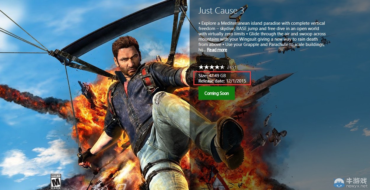 《正當(dāng)防衛(wèi)3》Xbox One版容量高達(dá)42.49GB