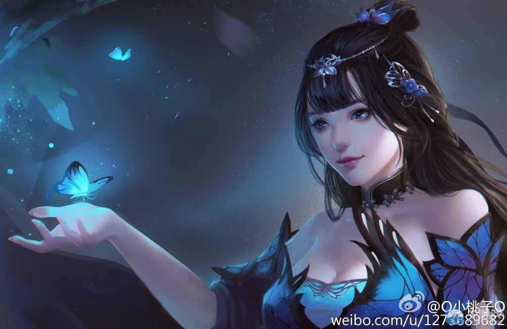 天刀明月刀官方美工手繪蝶衣套裝