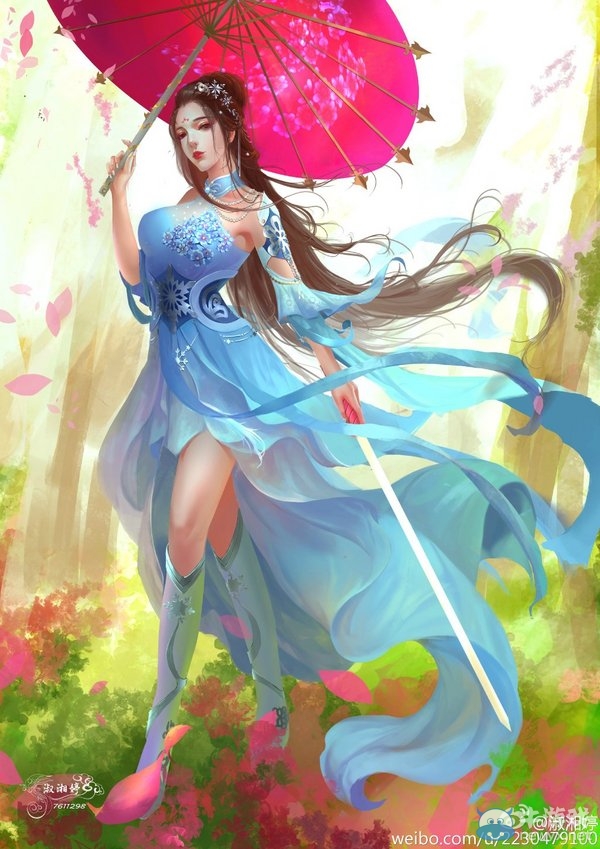 《天涯明月刀》傘中劍劍中傘 冰云套絕美天香手繪作品