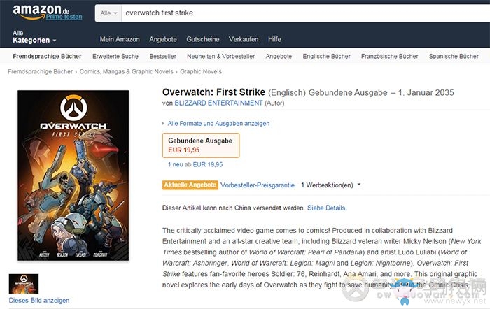 守望先鋒：官方小說重新上架 發售日期是18年后