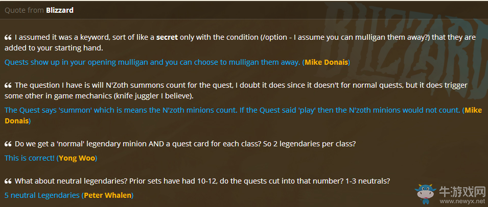 爐石傳說：藍貼回復匯總 每個職業將獲得兩張橙卡