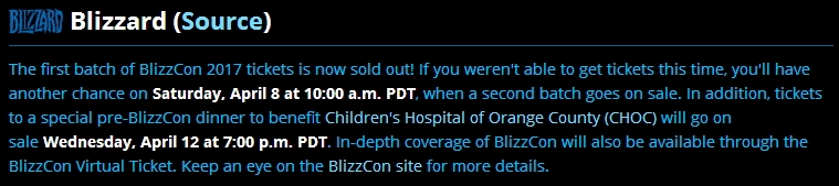 暴雪嘉年華2017首批門(mén)票已售罄 遠(yuǎn)在11月卻熱度超高